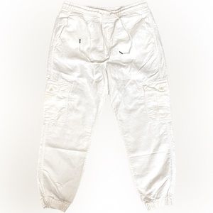 GAP Off White Khaki Joggers with cargo side pockets.
